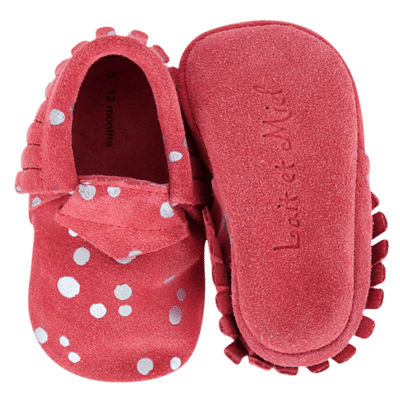 Chaussons bébé mocassins Lait et Miel Rose Semelle