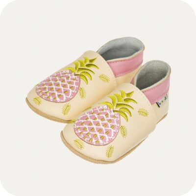 Chaussons bébé cuir souple Ananas