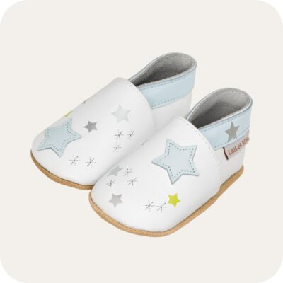 Chaussons bébé cuir souple Ciel polaire