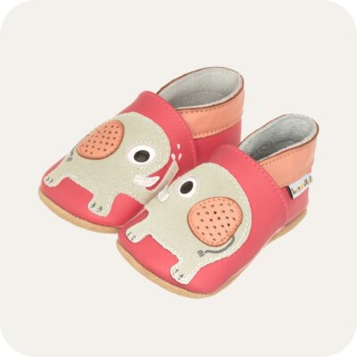 Chaussons bébé cuir souple Bisou d'éléphants