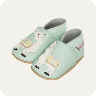 Chaussons bébé cuir souple Lamas