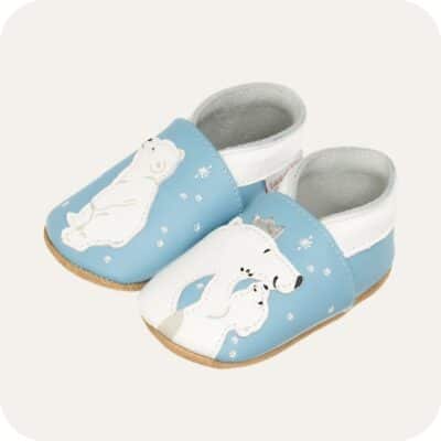 Chaussons bébé cuir souple Câlin d'ours
