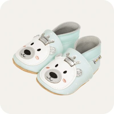 Chaussons bébé cuir souple Ours Roi