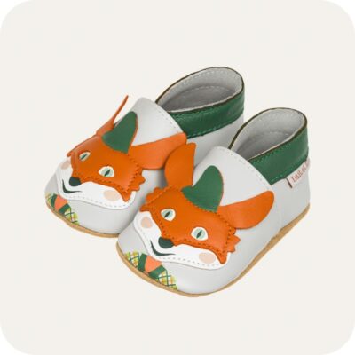 Chaussons bébé cuir souple Renard Robin Hood