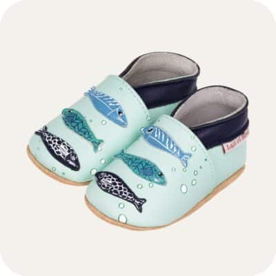 Chaussons bébé cuir souple Sardines