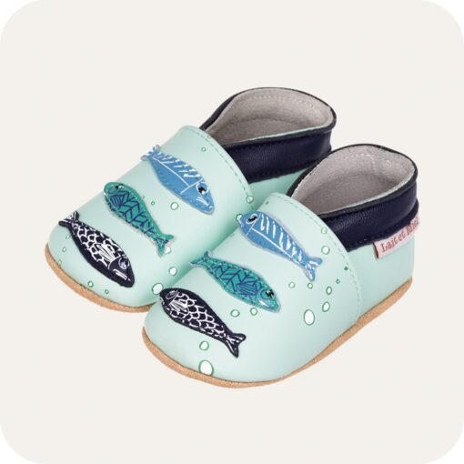 Chaussons bébé cuir souple Sardines