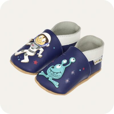 Chaussons bébé cuir souple Spationaute