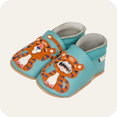 Chaussons bébé cuir souple Tigreau