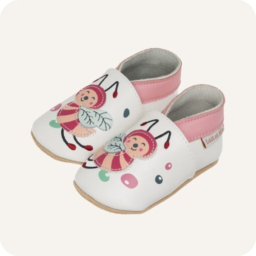 Chaussons bébé cuir souple Abeilles