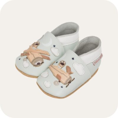 Chaussons bébé cuir souple Aviateur