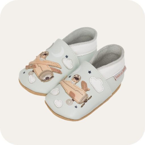 Chaussons bébé cuir souple Aviateur
