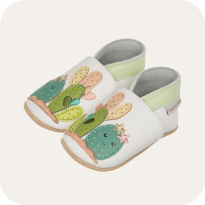 Chaussons bébé cuir souple Cactus