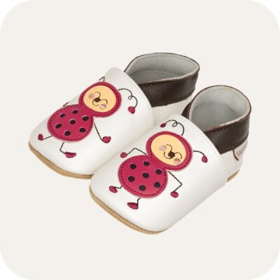 Chaussons bébé cuir souple Mademoiselle Coccinelle