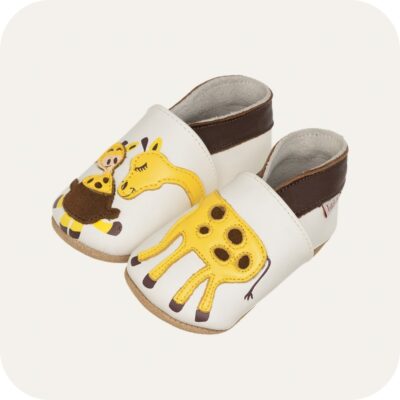 Chaussons bébé cuir souple Câlin de girafe