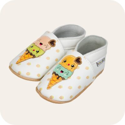 Chaussons bébé cuir souple Cornets de Glaces