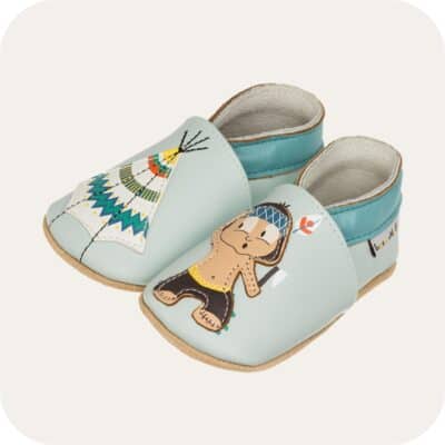 Chaussons bébé cuir souple Indien et tipi