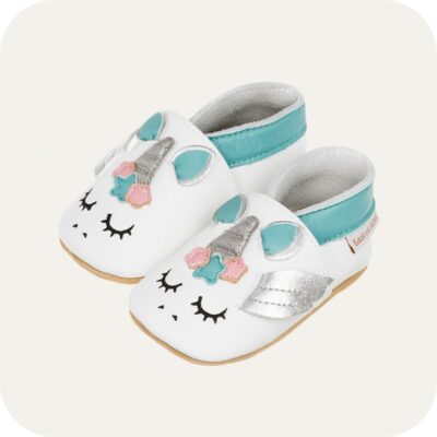 Chaussons bébé cuir souple Licorne