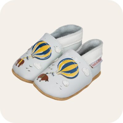 Chaussons bébé cuir souple Montgolfière