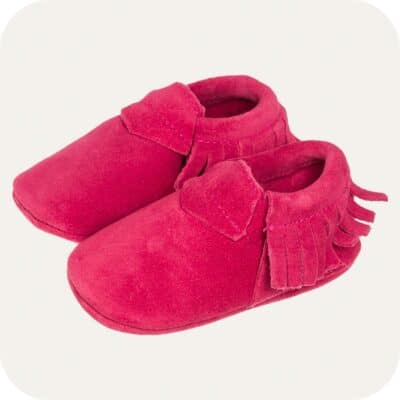 Chaussons mocassins bébé suède Rose uni
