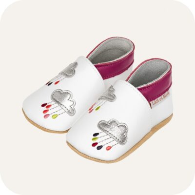 Chaussons bébé cuir souple Pluie de couleurs