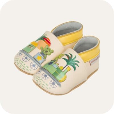 Chaussons bébé cuir souple Petit Train