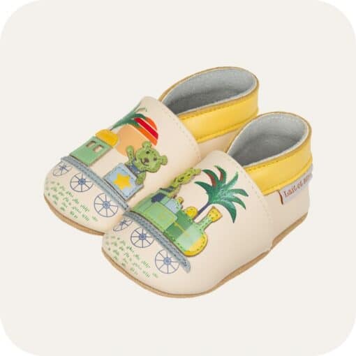 Chaussons bébé cuir souple Petit Train