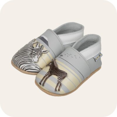 Chaussons bébé cuir souple Zèbres