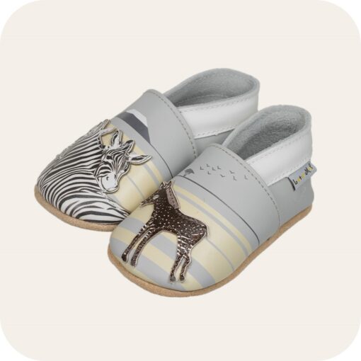 Chaussons bébé cuir souple Zèbres