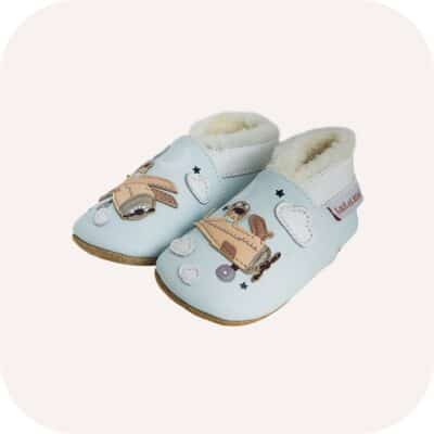 Chaussons bébé cuir fourrés Aviateur