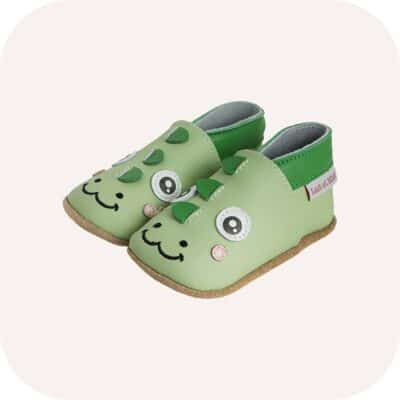 Chaussons bébé cuir souple Dinosaure