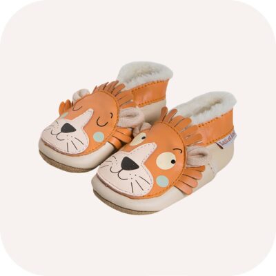 Chaussons bébé extra-souples fourrés Lion