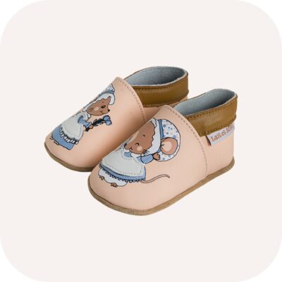 Chaussons bébé cuir souple Souricette